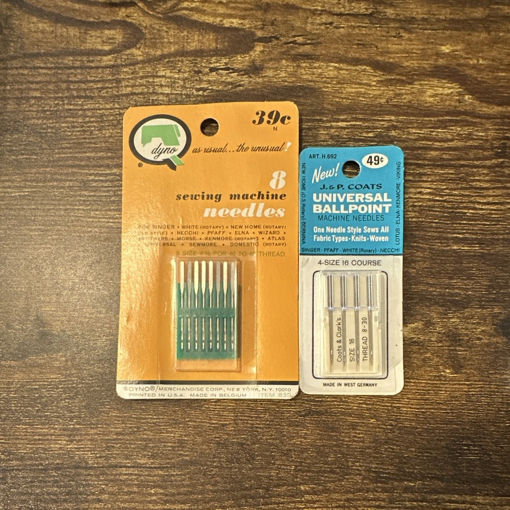 Dyno Sewing Machine Needles 8 Pack Size 16 + J. & P. Coats Ballpoint 4 ART.H.692